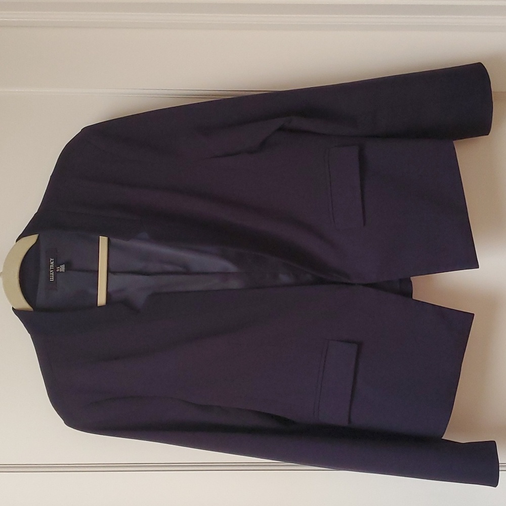 ELLEN TRACY Navy Collarless Jacket